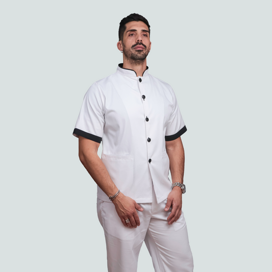 Casaco Gentlemen Branco e Preto Antibacteriano