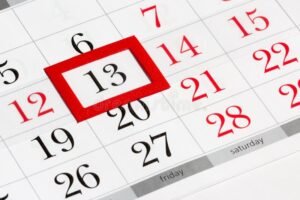 calendario marcado em sexta feira destacada