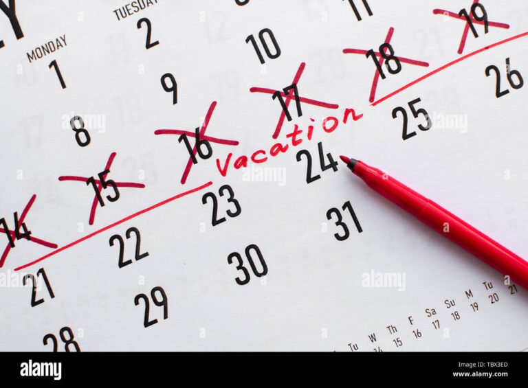 calendario marcando dias de ferias permitidos