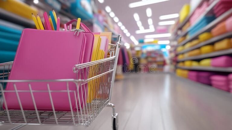 carrinho de compras em uma loja movimentada