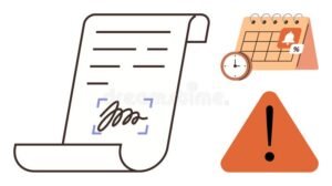 contrato assinado com relogio e calendario