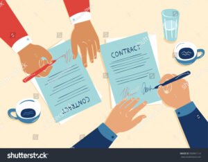 contrato assinado entre duas empresas com documentos