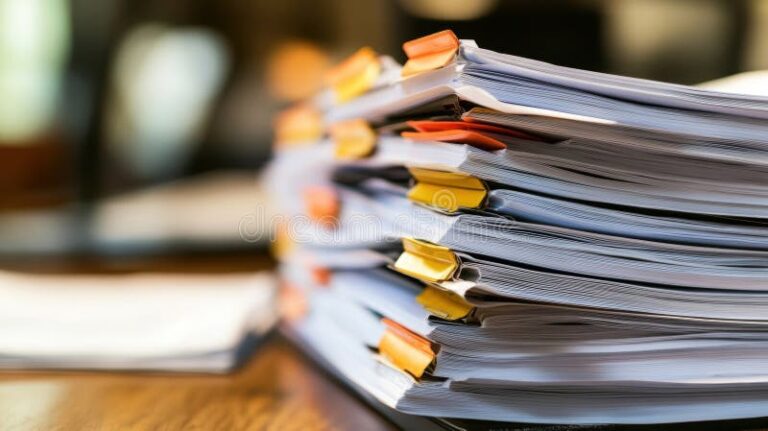 documentos organizados sobre mesa de escritorio