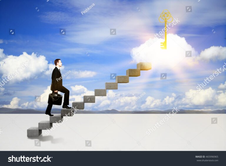 escada com pessoa subindo rumo ao sucesso