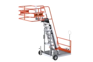 escada movel com guarda corpo em uso segura