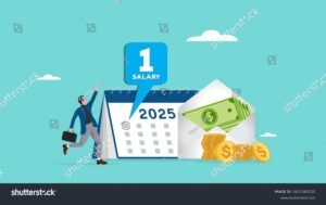 funcionario feliz recebendo pagamento mensal