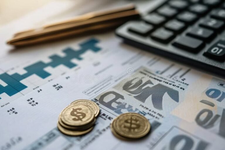 Quanto de imposto o Simples Nacional exige das pequenas empresas 2 grafico de calculadora e moedas empilhadas