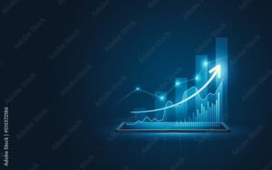 grafico de crescimento de negocios em tela digital