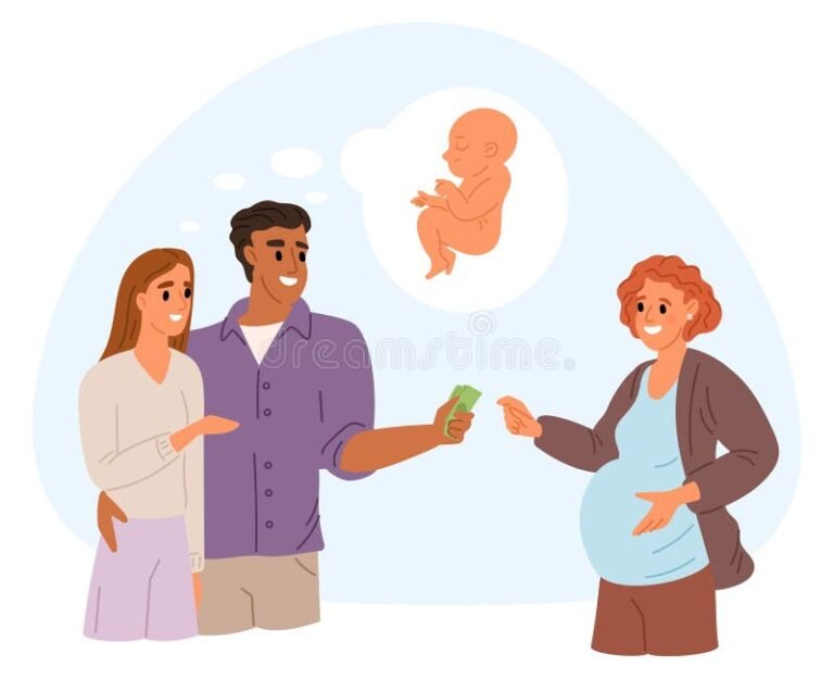 mae com bebe e simbolos de dinheiro