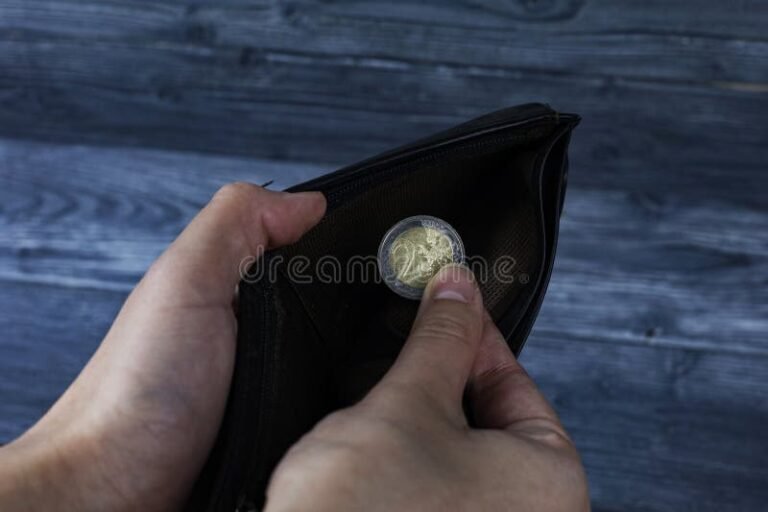 maos segurando carteira e moedas brilhantes