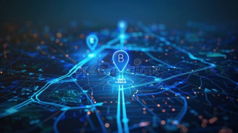 mapa digital com icones de localizacao gps