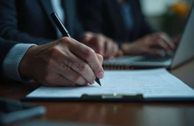 pessoa assinando documento de trabalho