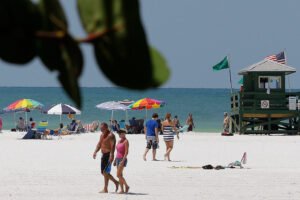 pessoa olhando carteira vazia na praia