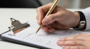 pessoa segurando atestado medico e relogio