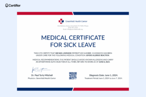 pilha de folhas de atestado medico organizada