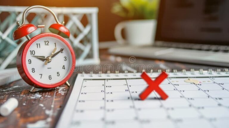 relogio com calendario marcando dias faltados