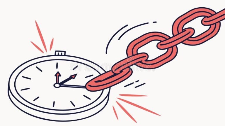 relogio com correntes quebradas simbolizando liberdade