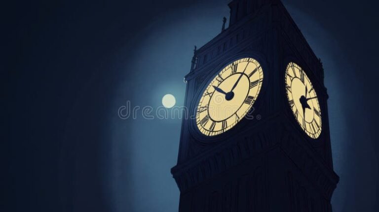 relogio marcando horario noturno iluminado pela lua