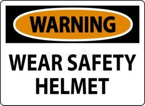 simbolo de alerta em capacete de seguranca