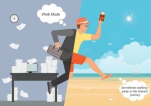 trabalhador feliz em ferias relaxando na praia